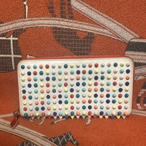 Christian Louboutin White Wallet with Multicolor Studs